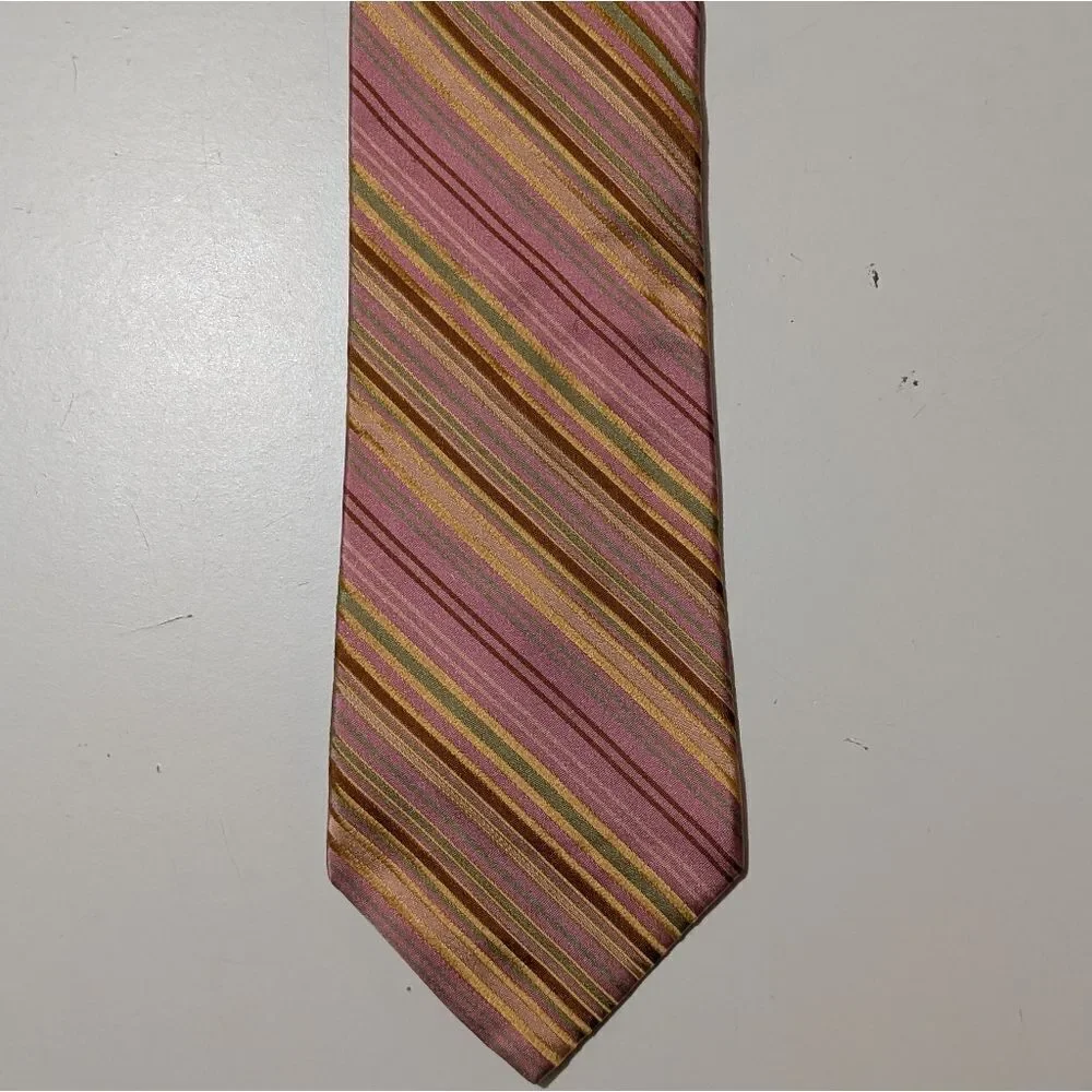 TED BAKER LONDON Pink/Burgundy stripe Silk USA Handmade Necktie/Tie